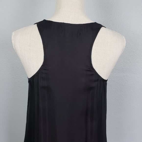 CLUB MONACO 100% Silk Racerback Pleated Shift Dress Sz 4 Black Formal Cocktail - Picture 9 of 11